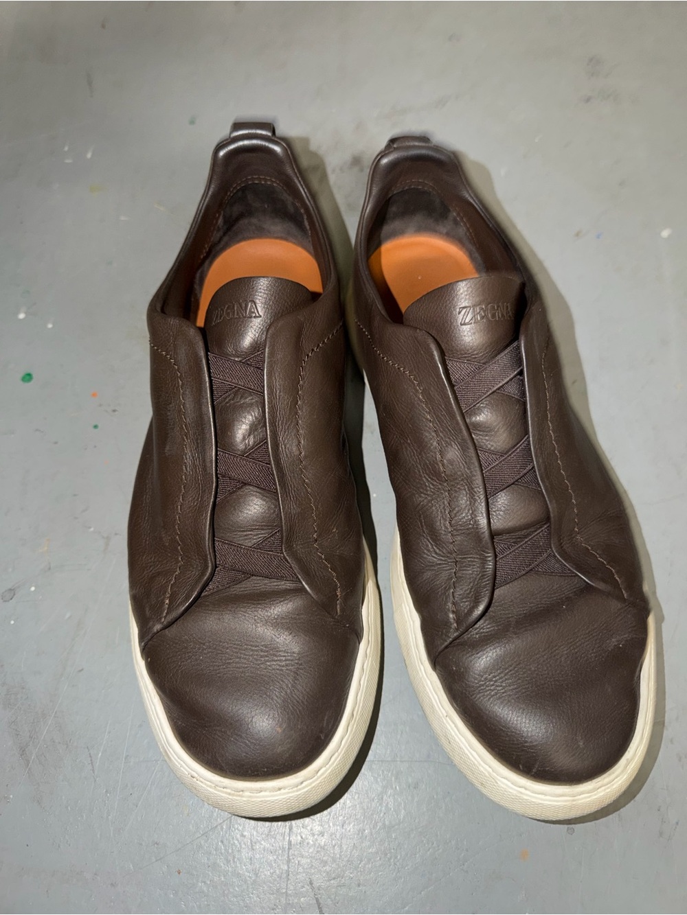 Men’s Brown Leather Slip-On Loafers by Zegna